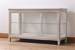 アンティーク家具　昭和初期　シャビーなペイントが素敵なガラスケース(ショーケース、飾り棚、陳列棚)(R-039980)