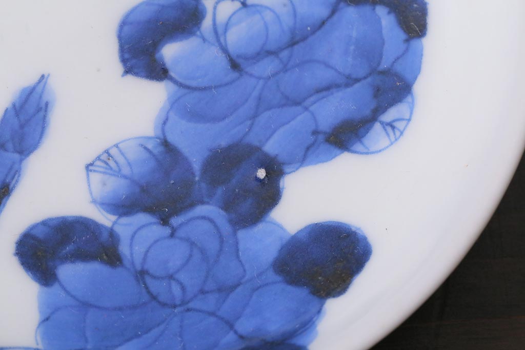 アンティーク雑貨　明治　伊万里　花蝶図　染付3.6寸小皿3枚セット(和食器)(R-040041)