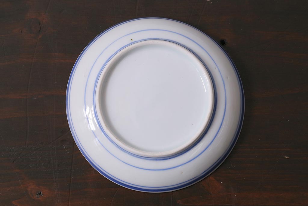 アンティーク雑貨　明治　伊万里　花蝶図　染付3.6寸小皿3枚セット(和食器)(R-040041)