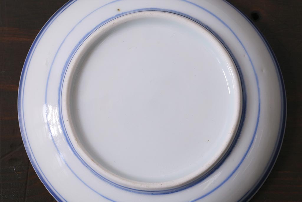 アンティーク雑貨　明治　伊万里　花蝶図　染付3.6寸小皿3枚セット(和食器)(R-040041)