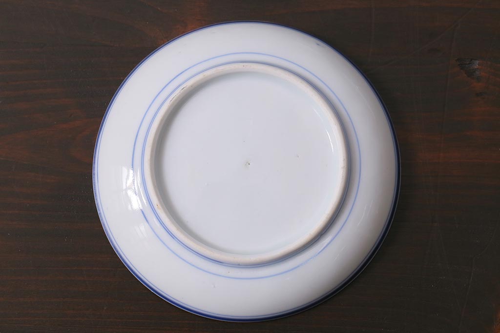 アンティーク雑貨　明治　伊万里　花蝶図　染付3.6寸小皿3枚セット(和食器)(R-040042)