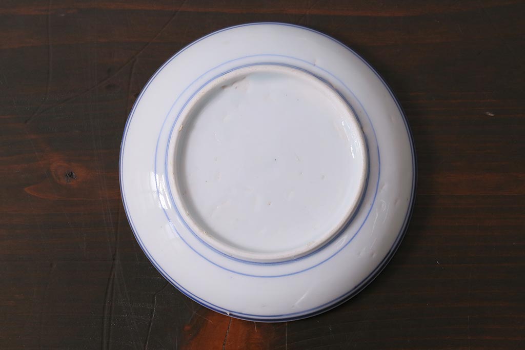 アンティーク雑貨　明治　伊万里　花蝶図　染付3.6寸小皿3枚セット(和食器)(R-040043)