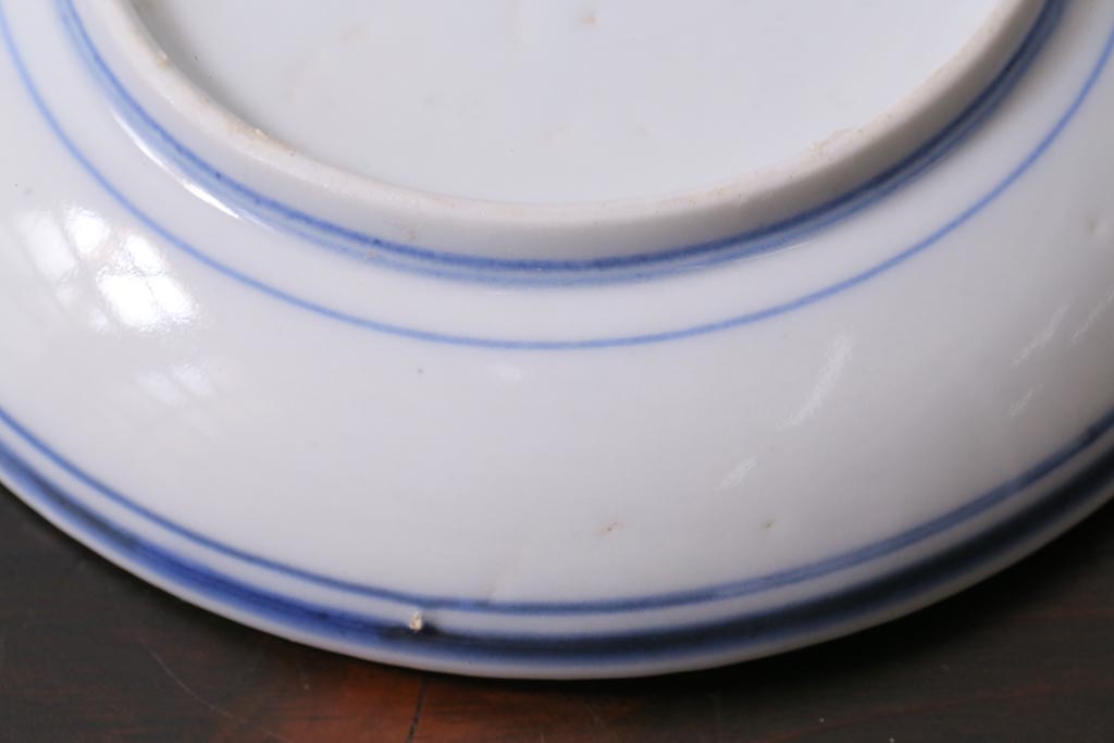 アンティーク雑貨　明治　伊万里　花蝶図　染付3.6寸小皿3枚セット(和食器)(R-040043)