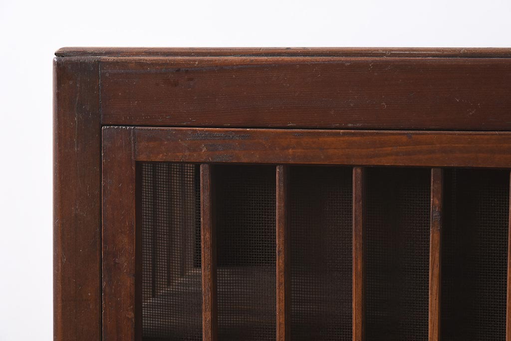 アンティーク家具　和製アンティーク　昭和初期　縦桟のすっきりしたデザインが魅力の蠅帳(はえ帳、はい帳、収納棚、戸棚、キャビネット)(R-040057)