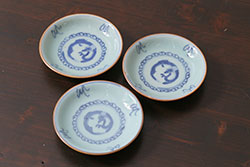 アンティーク雑貨　江戸期　萬歴年製　染付小皿3枚(和食器)(R-040062)