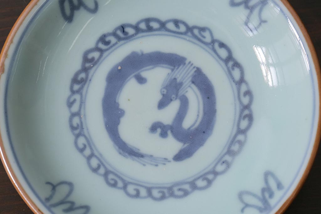 アンティーク雑貨　江戸期　萬歴年製　染付小皿3枚(和食器)(R-040063)
