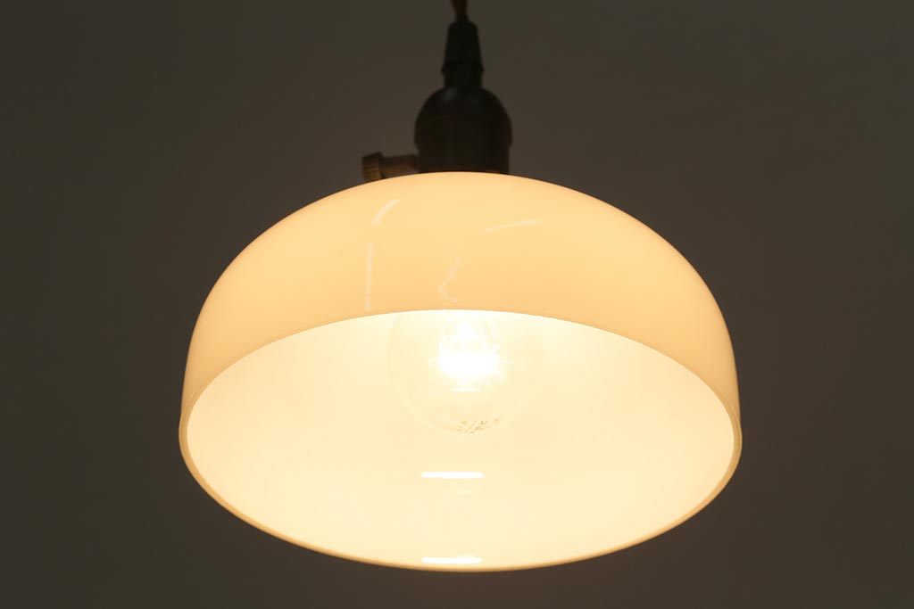 アンティーク照明　昭和初期　シンプルですっきりとしたデザインのペンダントライト(天井照明、吊り下げ照明)(R-040077)