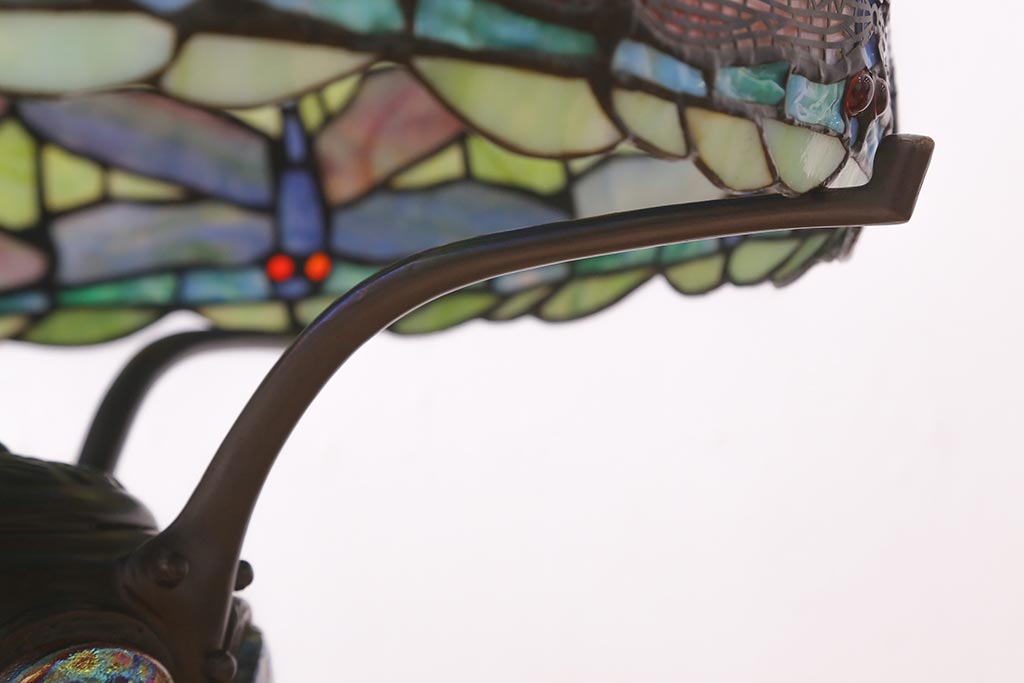 中古　レプリカ　アンティーク風　ティファニー風　ドラゴンフライ　ステンドグラスのスタンドライト(フロアスタンド、照明)(R-040097)