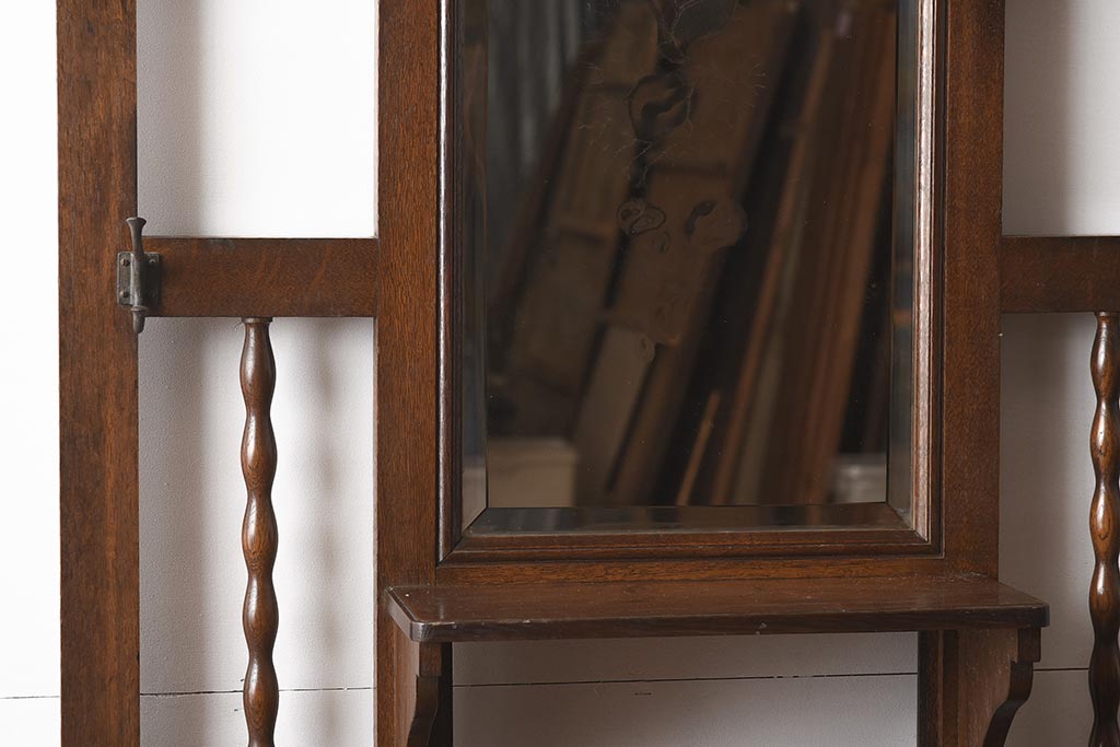 アンティーク家具　ナラ材　大正ロマンにぴったりなクラシカルな意匠のホールスタンド(傘立て、コート掛け、帽子掛け)(R-040098)