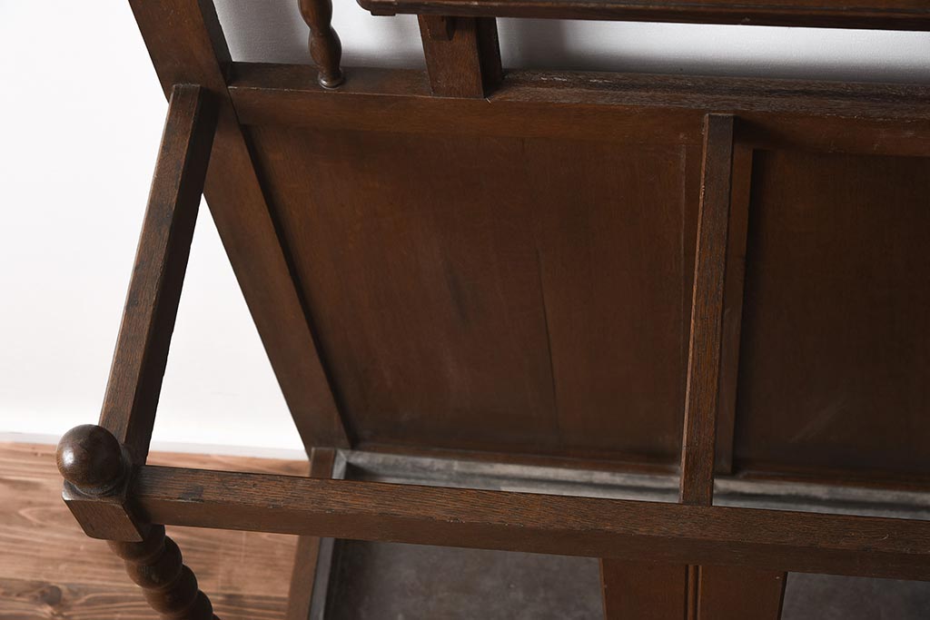 アンティーク家具　ナラ材　大正ロマンにぴったりなクラシカルな意匠のホールスタンド(傘立て、コート掛け、帽子掛け)(R-040098)