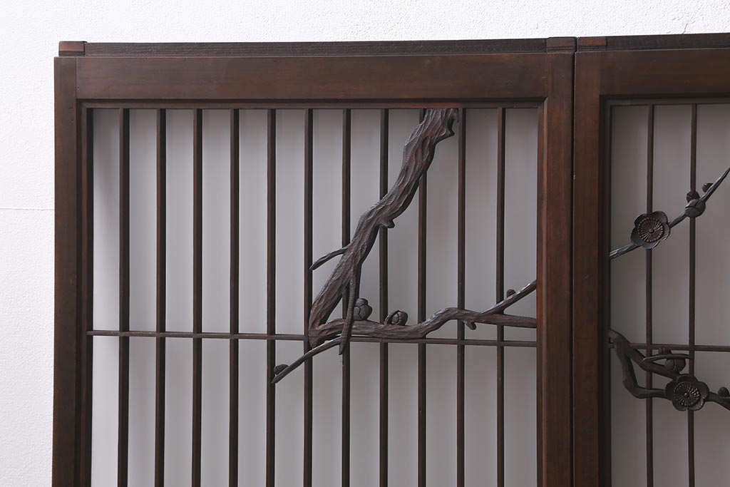 ラフジュ工房オリジナル　古建具リメイク　組子　和の風情漂う組子が魅力の収納棚(書院戸、戸棚、キャビネット)(R-040106)