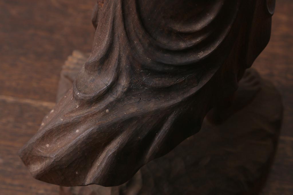 木彫り　二代光峰　石原照治作　仁王像(阿吽像)(R-040110)