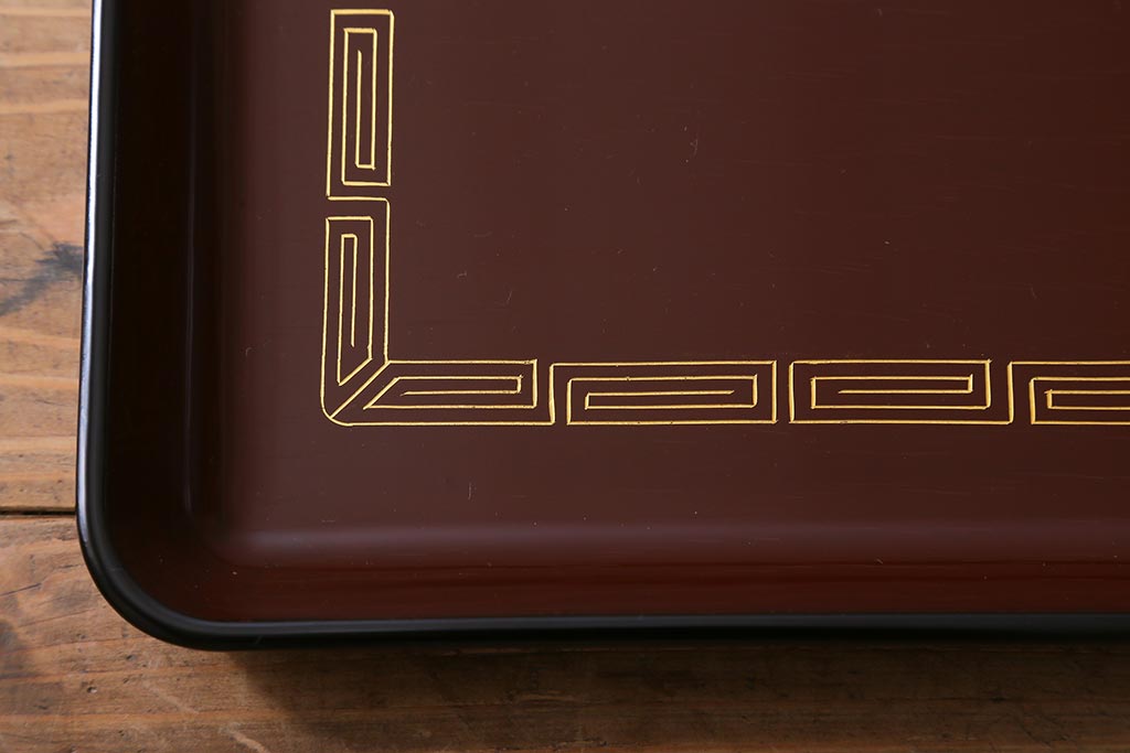 レトロ雑貨　輪島塗　柴丹塗会席膳10客(木製紫檀漆器)(R-040113)