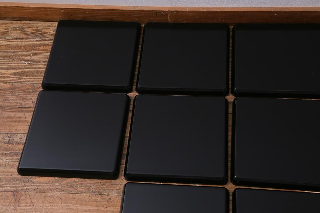 レトロ雑貨　輪島塗　柴丹塗会席膳10客(木製紫檀漆器)(R-040113)