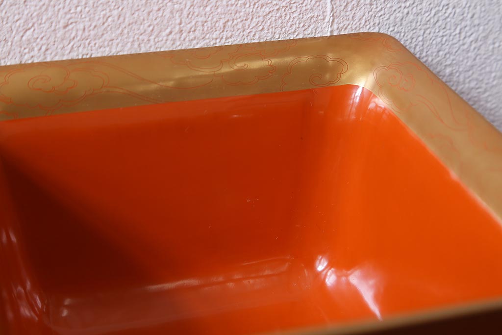 アンティーク雑貨　明治大正　輪島塗蒔絵杯洗(木製漆器深鉢)(R-040114)