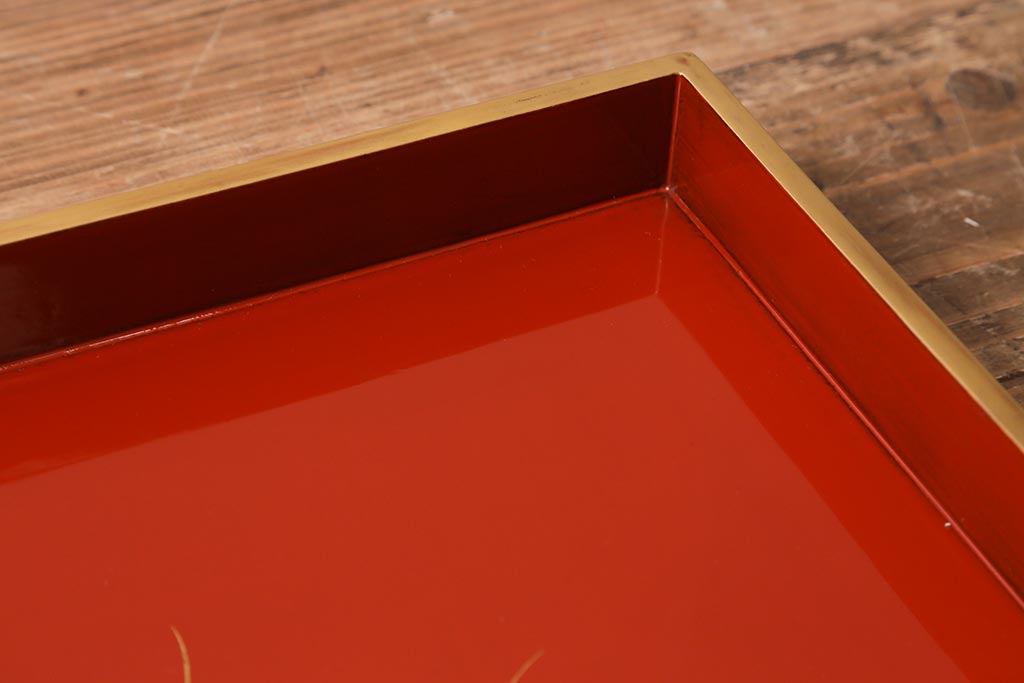 アンティーク雑貨　輪島塗　松竹梅の沈金蒔絵盆3枚セット(木製漆器)(R-040115)