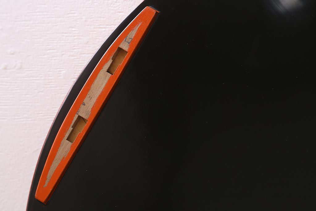 アンティーク雑貨　明治大正　輪島塗　千羽鶴蒔絵丸膳(木製漆器)(R-040132)