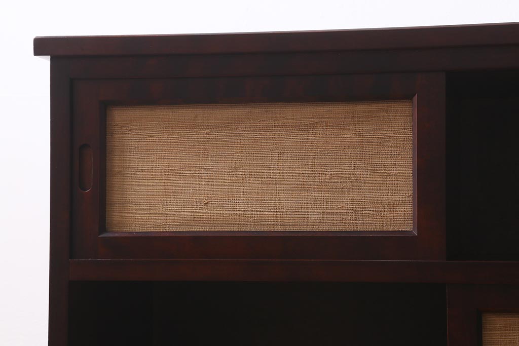 中古　国産　民芸家具　クズ布張り　モダンなデザインがおしゃれなサイドボード(収納棚、キャビネット)(R-040184)