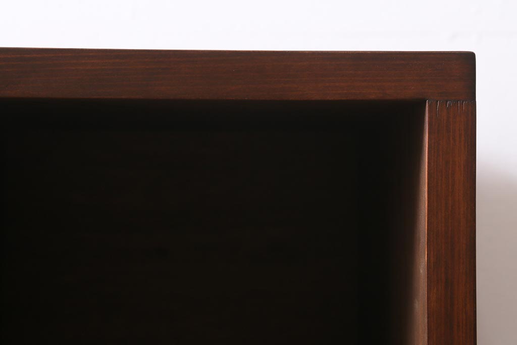 ラフジュ工房オリジナル　古材使用　リメイク家具　モールガラス　パタパタ扉がおしゃれなキャビネット(収納棚、リビングボード)(R-040186)