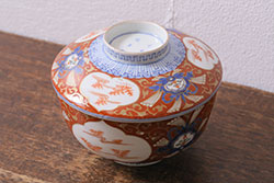山田義明(号龍山)　九谷焼　花鳥図　約9cm　2.8寸　豊かな色彩が美しい汲出碗5客セット(牡丹、ぼたん、茶器、煎茶道具、湯のみ、湯呑み、共箱付き、和食器、裏印、二寸八分)(R-079610)