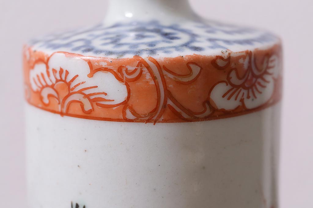アンティーク雑貨 江戸期 蛸唐草 色絵 一対 お神酒徳利(和食器