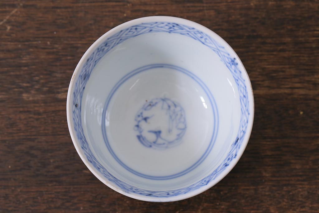 アンティーク雑貨　幕末〜明治　伊万里　色絵　蕎麦猪口2客セット(湯呑、向付、和食器)(R-040218)