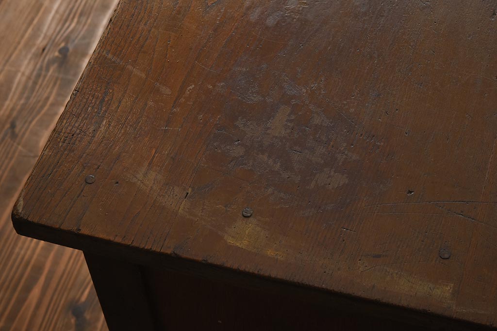 アンティーク家具　昭和中期　ナラ材　すっきりとしたデザインのレトロな片袖デスク(机、在宅ワーク、在宅用ワークデスク)(R-040223)