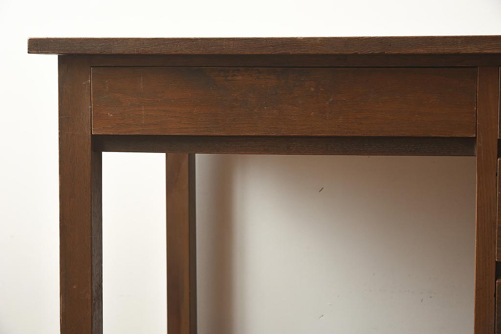 アンティーク家具　昭和中期　ナラ材　すっきりとしたデザインのレトロな片袖デスク(机、在宅ワーク、在宅用ワークデスク)(R-040223)