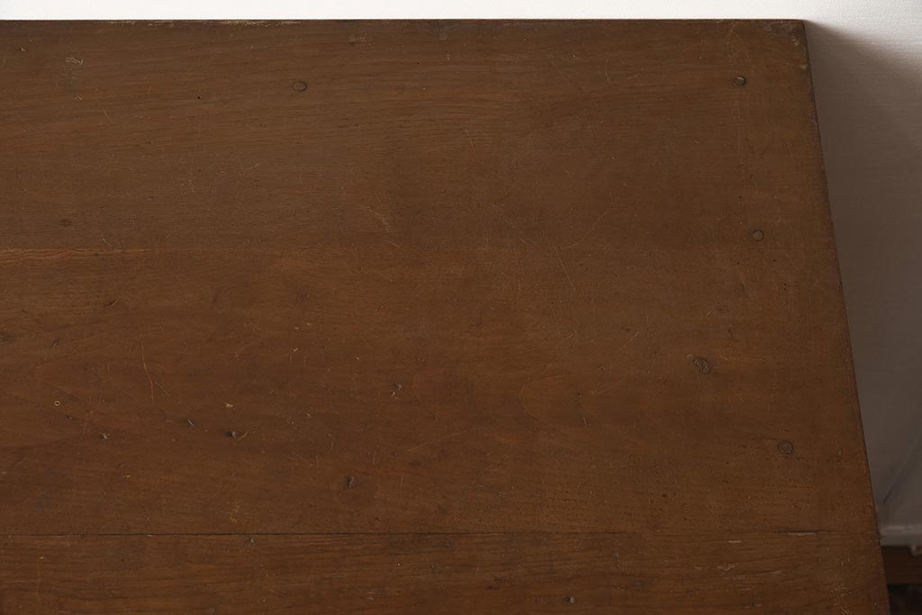 アンティーク家具　昭和中期　ナラ材　すっきりとしたデザインのレトロな片袖デスク(机、在宅ワーク、在宅用ワークデスク)(R-040224)
