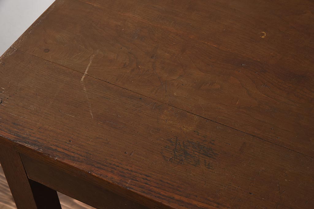 アンティーク家具　昭和中期　ナラ材　すっきりとしたデザインのレトロな片袖デスク(机、在宅ワーク、在宅用ワークデスク)(R-040224)