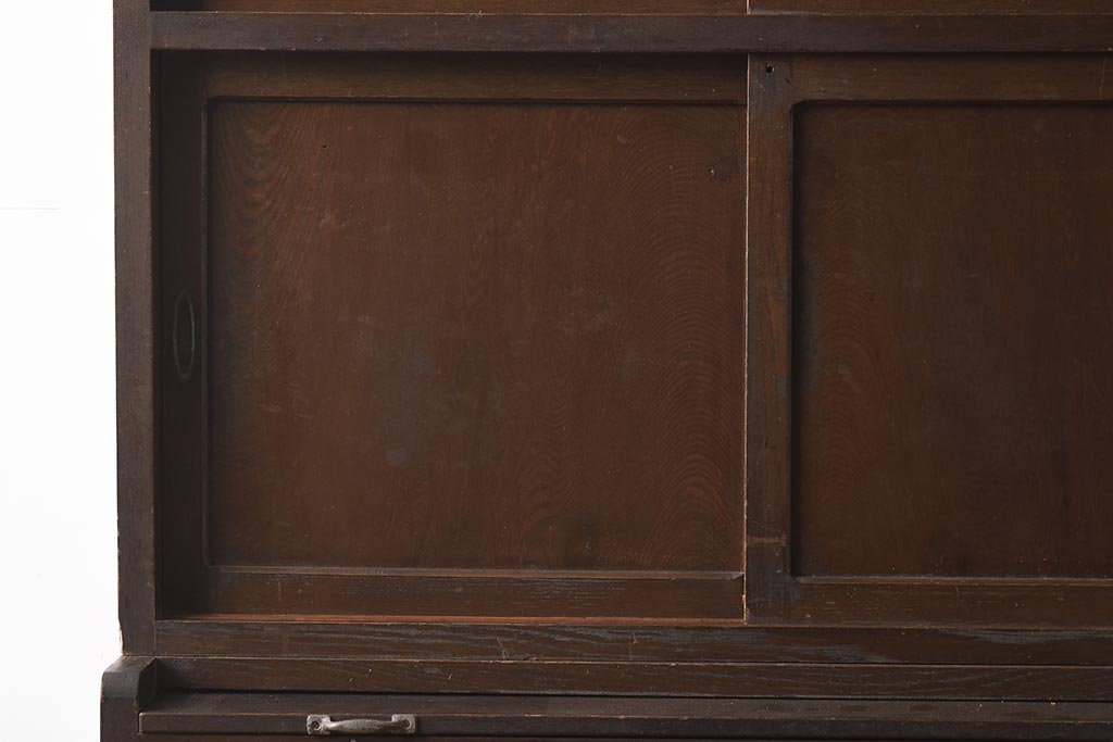 アンティーク家具　和製アンティーク　昭和初期　作業台が付いた便利な重ね食器棚(収納棚、戸棚、キャビネット)(R-040250)
