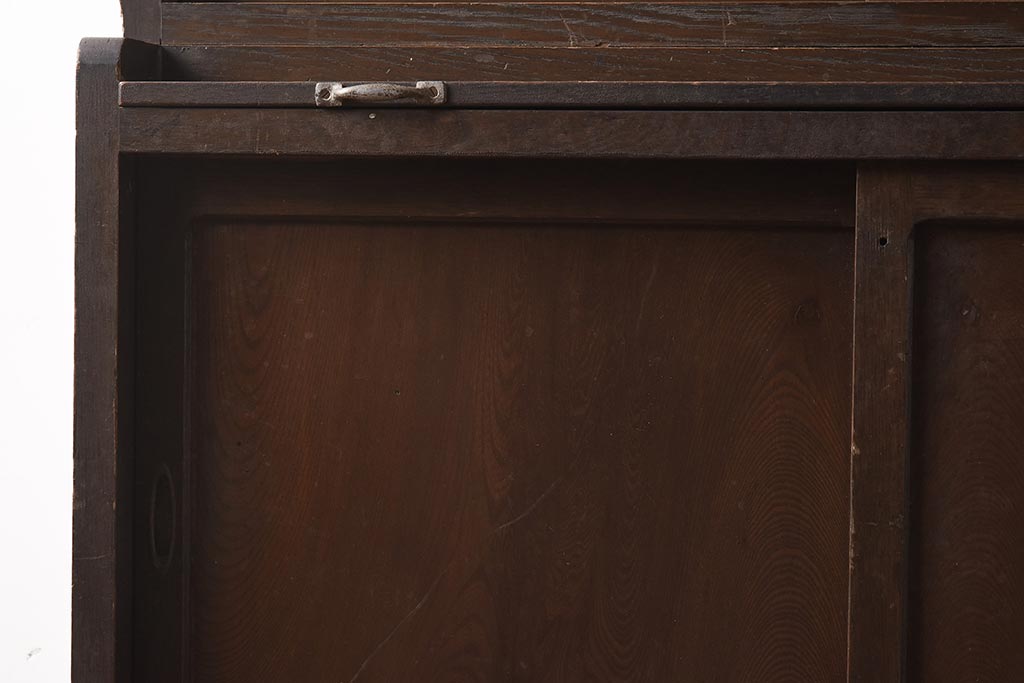 アンティーク家具　和製アンティーク　昭和初期　作業台が付いた便利な重ね食器棚(収納棚、戸棚、キャビネット)(R-040250)