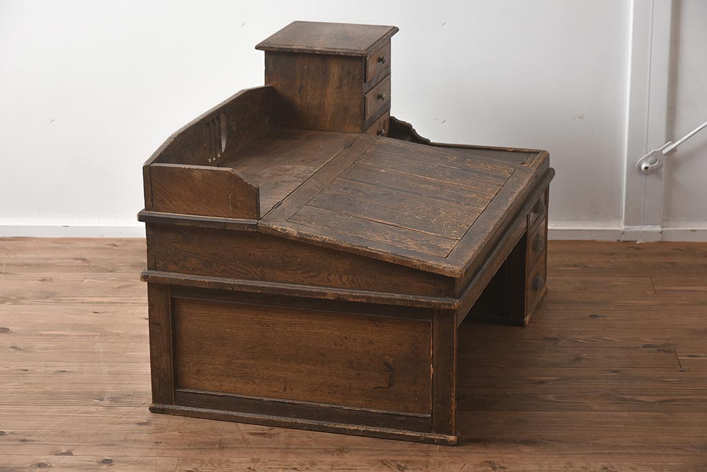 アンティーク家具 大正昭和初期 栓材製 レトロで味わいのある簿記机 