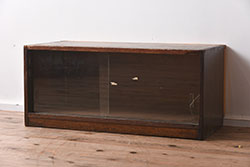 ヴィンテージ家具　昭和レトロ　小さなサイズのシンプルなガラス戸棚(収納棚、飾り棚、ビンテージ)(R-040278)