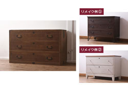 レトロ家具　昭和中期　シンプルで味わい深い桐箪笥3段(ローボード、テレビ台、チェスト、引き出し、桐たんす)(R-040299)