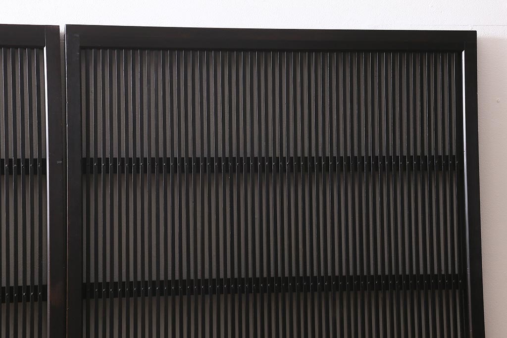 アンティーク建具　大正昭和期　光をやさしく取り込む格子戸2枚セット(建具、引き戸、玄関戸)(R-040398)