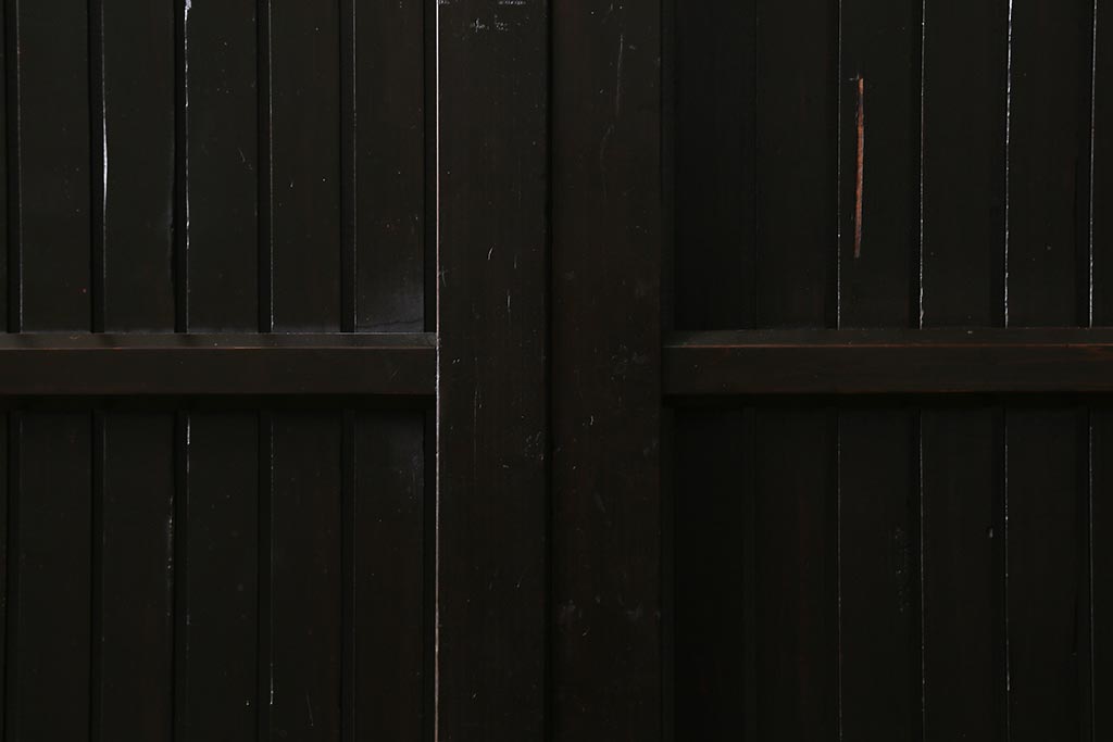 アンティーク建具　明治大正期　モダンな雰囲気漂う平格子戸2枚セット(建具、引き戸、玄関戸)(R-040399)