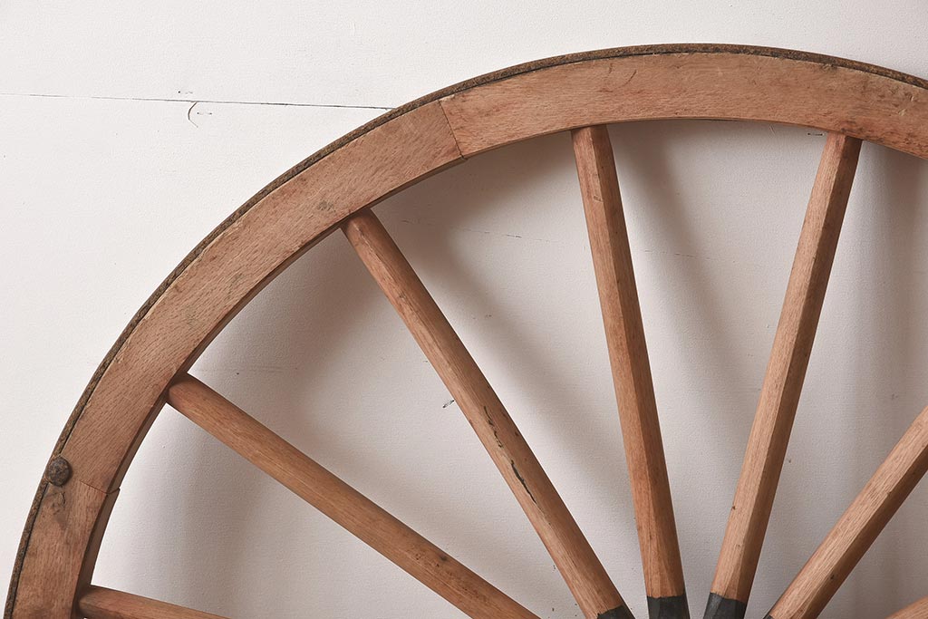 ジャンク品　和製アンティーク雑貨　大正期　古い木製車輪(ディスプレイ雑貨)(R-040406)