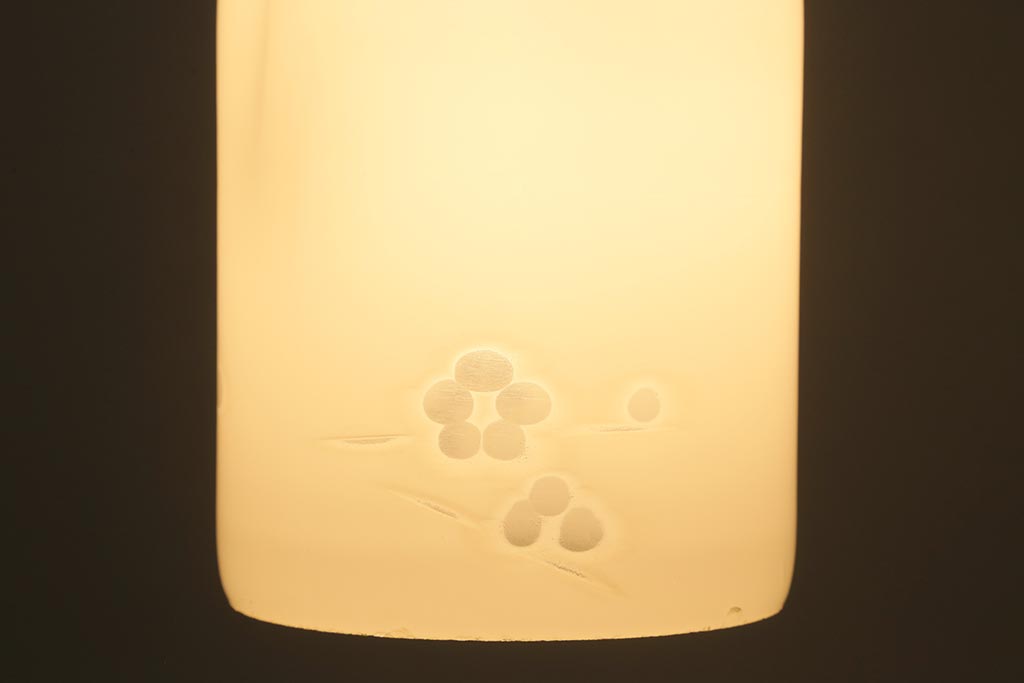 アンティーク照明　戦前　花の透かしがおしゃれな筒型照明(天井照明、ペンダントライト)(R-040425)