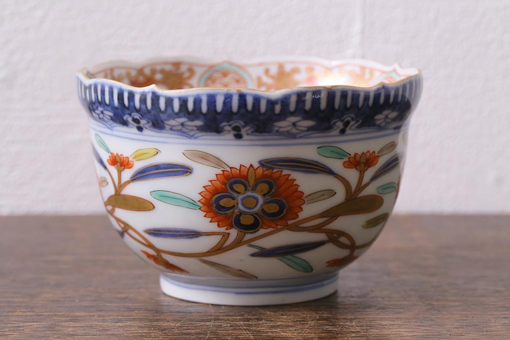 アンティーク雑貨　江戸期　上手物　色絵　向付(蕎麦猪口、湯呑)(R-040481)