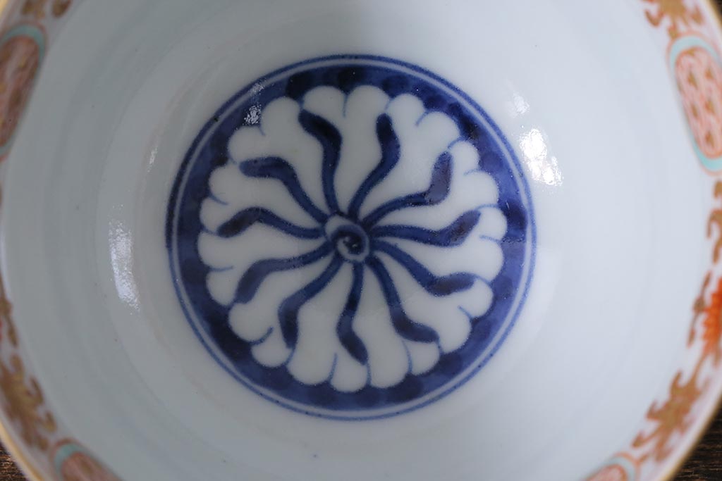 アンティーク雑貨　江戸期　上手物　色絵　向付(蕎麦猪口、湯呑)(R-040481)