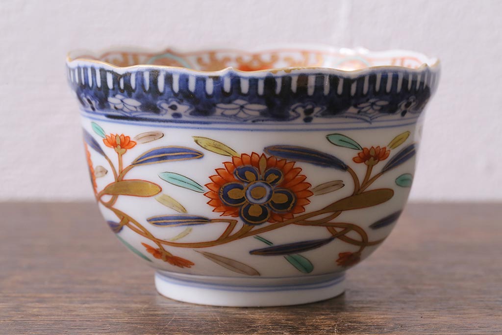 アンティーク雑貨　江戸期　上手物　色絵　向付(蕎麦猪口、湯呑)(R-040481)