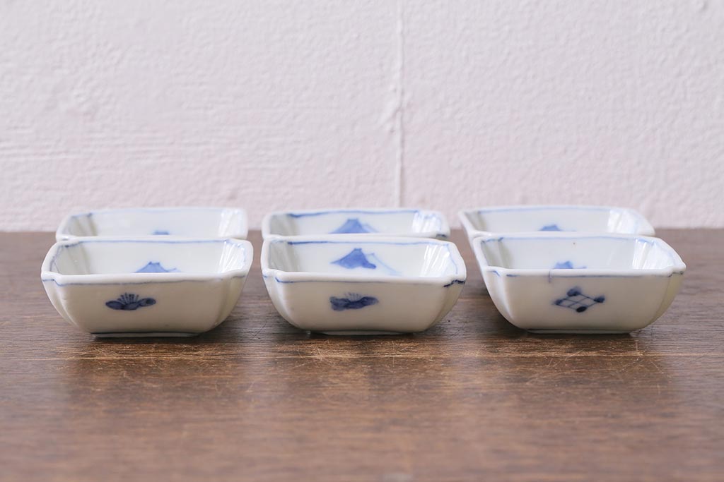 昭和初期 大正末期 骨董 手書き 食器 小皿 6枚 美術品