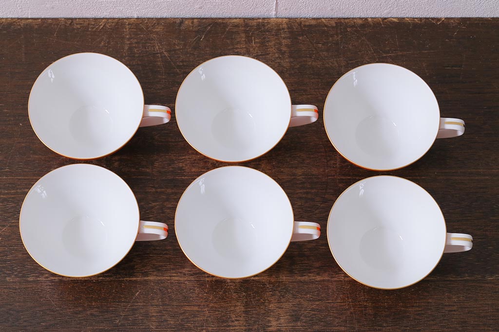 未使用品　昭和中期　古いノリタケ(Noritake、日陶)　カップ&ソーサー6客セット　箱付(コーヒーカップ、洋食器)(R-040506)