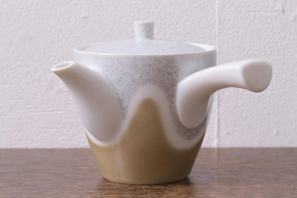 未使用品　昭和中期　古いノリタケ(Noritake、日陶)　急須・湯呑6客・菓子鉢セット　箱付(湯のみ、茶器揃)(R-040507)