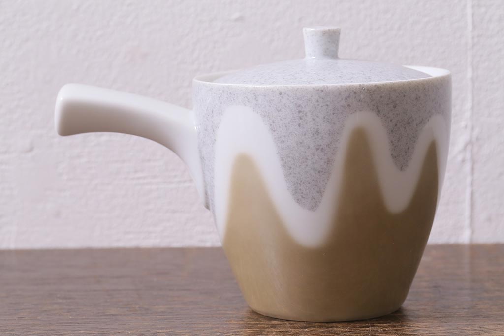 未使用品　昭和中期　古いノリタケ(Noritake、日陶)　急須・湯呑6客・菓子鉢セット　箱付(湯のみ、茶器揃)(R-040507)