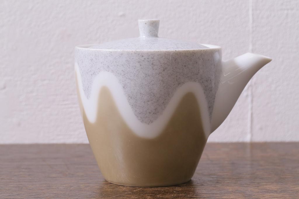 未使用品　昭和中期　古いノリタケ(Noritake、日陶)　急須・湯呑6客・菓子鉢セット　箱付(湯のみ、茶器揃)(R-040507)