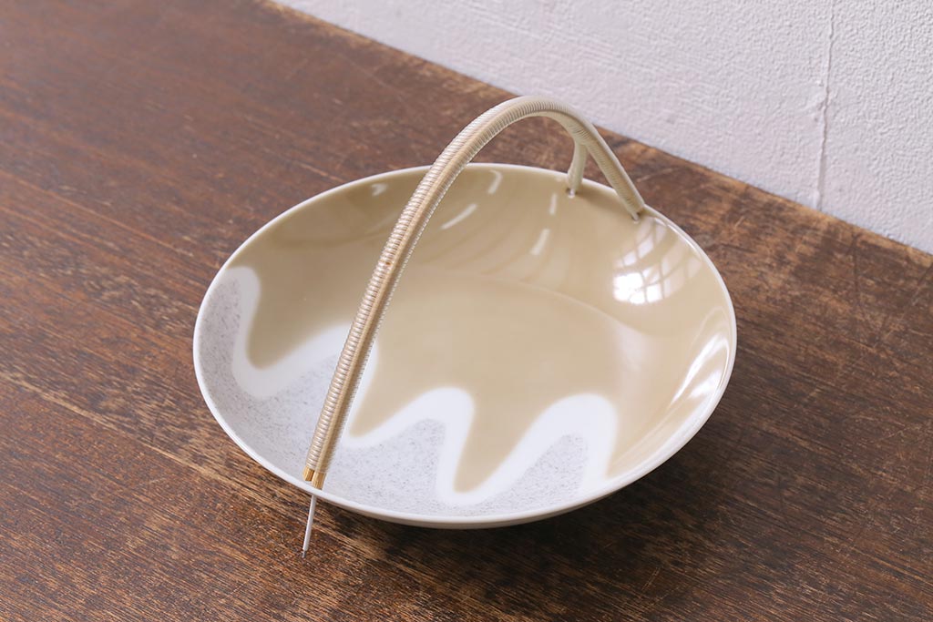 未使用品　昭和中期　古いノリタケ(Noritake、日陶)　急須・湯呑6客・菓子鉢セット　箱付(湯のみ、茶器揃)(R-040507)