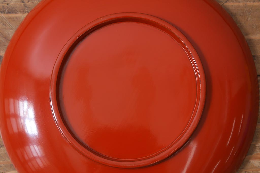 古民具　大正昭和初期　輪島塗　松竹梅　沈金蒔絵菓子皿3枚セット(菓子盆、漆器、木製皿)(R-040509)
