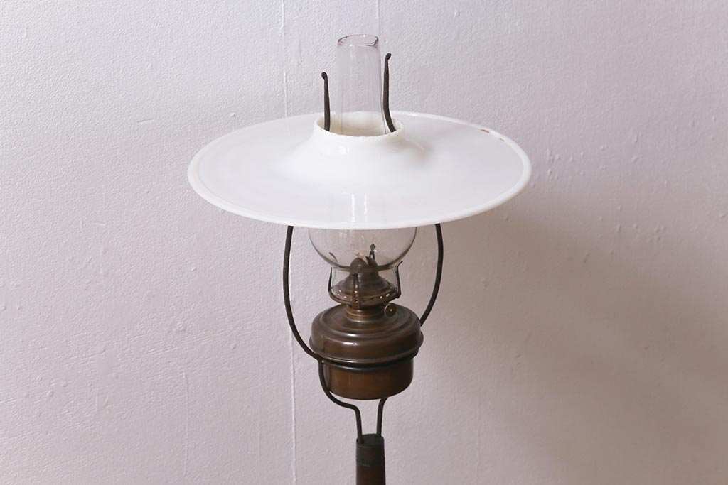 アンティーク雑貨　明治大正　5分芯　ランタン型の座敷ランプ(洋燈、オイルランプ)(R-040546)